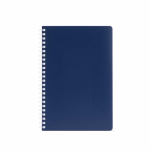 A5-Notizbuch mit Softcover, seitlicher Spiralbindung und linierten Seiten farbe marineblau Ansicht von vorne