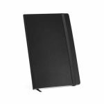 A5-Notizbuch aus recyceltem Kunstleder mit weichem Einband und linierten Seiten farbe schwarz