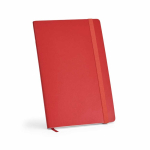 A5-Notizbuch aus recyceltem Kunstleder mit weichem Einband und linierten Seiten farbe rot