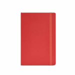 A5-Notizbuch aus recyceltem Kunstleder mit weichem Einband und linierten Seiten farbe rot Ansicht von vorne