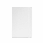 A5-Notizbuch aus recyceltem Kunstleder mit weichem Einband und linierten Seiten farbe weiß Ansicht von vorne