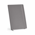 A5-Notizbuch aus recyceltem Kunstleder mit weichem Einband und linierten Seiten farbe grau