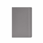 A5-Notizbuch aus recyceltem Kunstleder mit weichem Einband und linierten Seiten farbe grau Ansicht von vorne