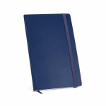 A5-Notizbuch aus recyceltem Kunstleder mit weichem Einband und linierten Seiten farbe marineblau