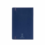 A5-Notizbuch aus recyceltem Kunstleder mit weichem Einband und linierten Seiten farbe marineblau Ansicht von hinten