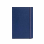 A5-Notizbuch aus recyceltem Kunstleder mit weichem Einband und linierten Seiten farbe marineblau Ansicht von vorne