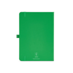 A5-Notizbuch aus recyceltem Kunstleder mit Gummiband zum Verschließen und linierten Seiten farbe grün Ansicht von hinten