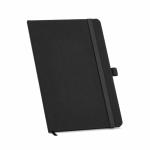 A5-Notizbuch mit Hardcover aus recyceltem Polyester, Innentasche und linierten Seiten farbe schwarz