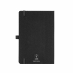 A5-Notizbuch mit Hardcover aus recyceltem Polyester, Innentasche und linierten Seiten farbe schwarz Ansicht von hinten