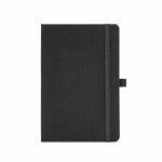 A5-Notizbuch mit Hardcover aus recyceltem Polyester, Innentasche und linierten Seiten farbe schwarz Ansicht von vorne