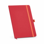 A5-Notizbuch mit Hardcover aus recyceltem Polyester, Innentasche und linierten Seiten farbe rot