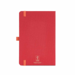 A5-Notizbuch mit Hardcover aus recyceltem Polyester, Innentasche und linierten Seiten farbe rot Ansicht von hinten