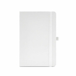 A5-Notizbuch mit Hardcover aus recyceltem Polyester, Innentasche und linierten Seiten farbe weiß Ansicht von vorne