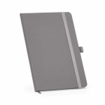 A5-Notizbuch mit Hardcover aus recyceltem Polyester, Innentasche und linierten Seiten farbe grau