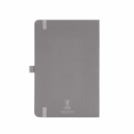 A5-Notizbuch mit Hardcover aus recyceltem Polyester, Innentasche und linierten Seiten farbe grau Ansicht von hinten