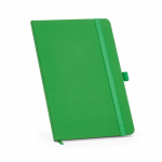 A5-Notizbuch mit Hardcover aus recyceltem Polyester, Innentasche und linierten Seiten farbe grün