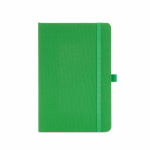 A5-Notizbuch mit Hardcover aus recyceltem Polyester, Innentasche und linierten Seiten farbe grün Ansicht von vorne
