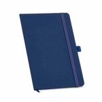 A5-Notizbuch mit Hardcover aus recyceltem Polyester, Innentasche und linierten Seiten farbe marineblau