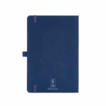 A5-Notizbuch mit Hardcover aus recyceltem Polyester, Innentasche und linierten Seiten farbe marineblau Ansicht von hinten