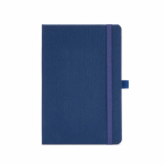 A5-Notizbuch mit Hardcover aus recyceltem Polyester, Innentasche und linierten Seiten farbe marineblau Ansicht von vorne