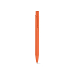 Kugelschreiber aus recyceltem Aluminium mit gummierter Oberfläche und blauer Tinte farbe orange