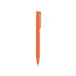 Kugelschreiber aus recyceltem Aluminium mit gummierter Oberfläche und blauer Tinte farbe orange zweite Ansicht