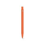 Kugelschreiber aus recyceltem Aluminium mit gummierter Oberfläche und blauer Tinte farbe orange Ansicht von hinten