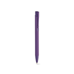 Kugelschreiber aus recyceltem Aluminium mit gummierter Oberfläche und blauer Tinte farbe violett