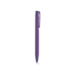 Kugelschreiber aus recyceltem Aluminium mit gummierter Oberfläche und blauer Tinte farbe violett zweite Ansicht