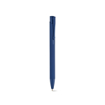 Kugelschreiber aus recyceltem Aluminium mit gummierter Oberfläche und blauer Tinte farbe marineblau