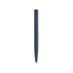 Kugelschreiber aus recyceltem Aluminium mit glänzender Oberfläche und blauer Tinte farbe marineblau Ansicht von vorne