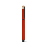 Tintenroller aus recyceltem Aluminium und Bambus mit blauer Tinte farbe rot