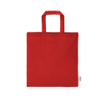 Faltbare Tasche aus recycelter Baumwolle in Natur mit kurzen Henkeln, 7,5 l farbe rot Ansicht von vorne