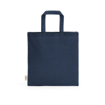 Faltbare Tasche aus recycelter Baumwolle in Natur mit kurzen Henkeln, 7,5 l farbe marineblau Ansicht von hinten