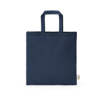 Faltbare Tasche aus recycelter Baumwolle in Natur mit kurzen Henkeln, 7,5 l farbe marineblau Ansicht von vorne