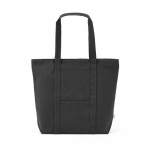 Einkaufstasche aus recycelter Baumwolle mit Reißverschluss, 22 l farbe schwarz Ansicht von vorne