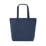 Einkaufstasche aus recycelter Baumwolle mit Reißverschluss, 22 l farbe marineblau Ansicht von vorne
