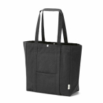 Einkaufstasche aus recycelter Baumwolle mit Druckknopfverschluss, 360 g/m² farbe schwarz
