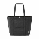 Einkaufstasche aus recycelter Baumwolle mit Druckknopfverschluss, 360 g/m² farbe schwarz Ansicht von vorne
