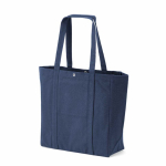 Einkaufstasche aus recycelter Baumwolle mit Druckknopfverschluss, 360 g/m² farbe marineblau zweite Ansicht