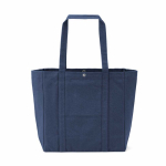 Einkaufstasche aus recycelter Baumwolle mit Druckknopfverschluss, 360 g/m² farbe marineblau Ansicht von hinten