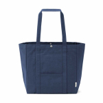 Einkaufstasche aus recycelter Baumwolle mit Druckknopfverschluss, 360 g/m² farbe marineblau Ansicht von vorne