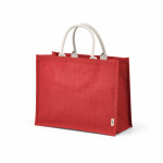 Laminierte Einkaufstasche aus Jute mit Baumwollgriffen, 20 l farbe rot