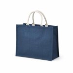 Laminierte Einkaufstasche aus Jute mit Baumwollgriffen, 20 l farbe marineblau zweite Ansicht