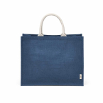 Laminierte Einkaufstasche aus Jute mit Baumwollgriffen, 20 l farbe marineblau Ansicht von vorne