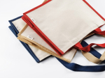 Einkaufstasche aus recycelter Baumwolle und laminierter Jute mit langen Henkeln, 300 g/m² Detailansicht