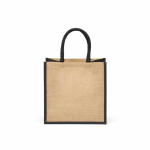 Laminierte Einkaufstasche aus Jute mit Baumwollgriffen, 16 l farbe schwarz Ansicht von hinten