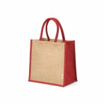 Laminierte Einkaufstasche aus Jute mit Baumwollgriffen, 16 l farbe rot