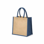 Laminierte Einkaufstasche aus Jute mit Baumwollgriffen, 16 l farbe marineblau zweite Ansicht