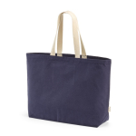 Einkaufstasche aus recycelter Baumwolle mit Bodenfalte, 32 l farbe marineblau